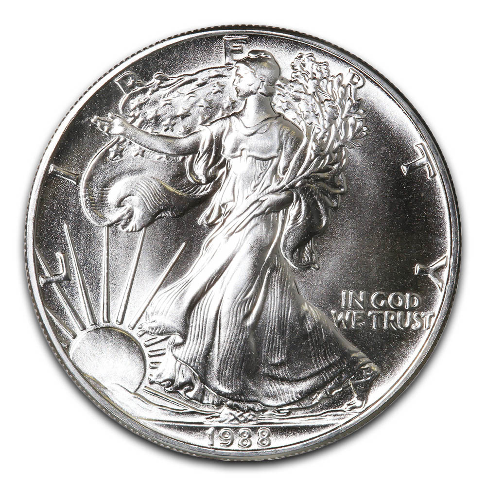 1988 American Silver Eagle BU 1 oz Coin US $1 Dollar Mint Brilliant Uncirculated 