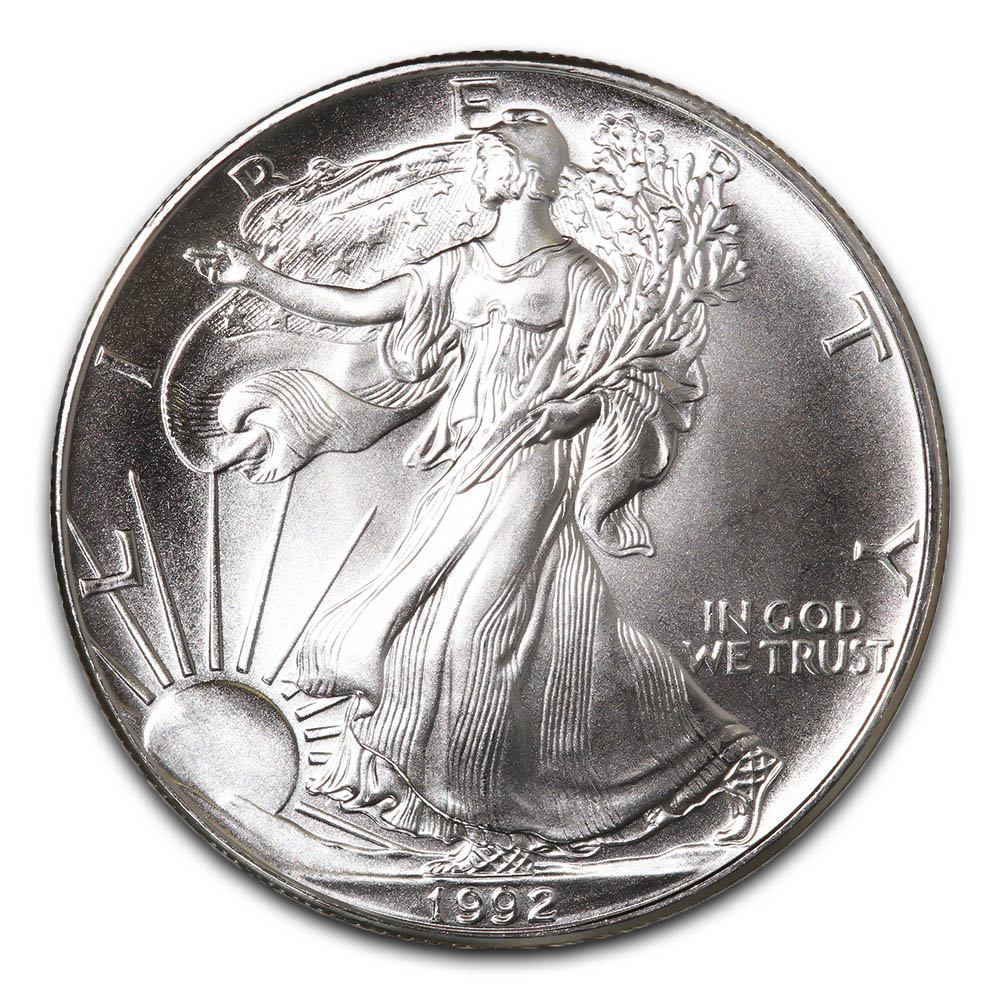 1992 AMERICAN SILVER EAGLE DOLLAR 1 oz .999% BU GREAT COLLECTOR COIN GIFT 