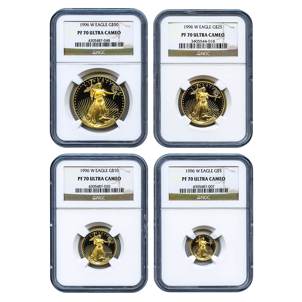 Certified Proof American Gold Eagle 4pc Set 1996-W PF70 NGC