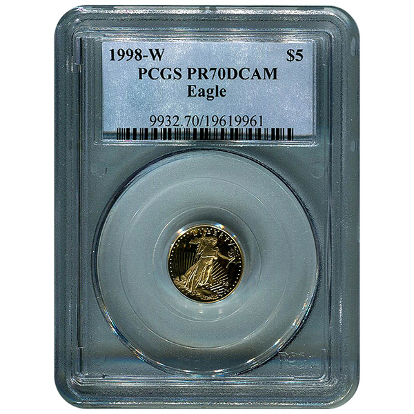Certified Proof American Gold Eagle $5 1998-W PR70 PCGS