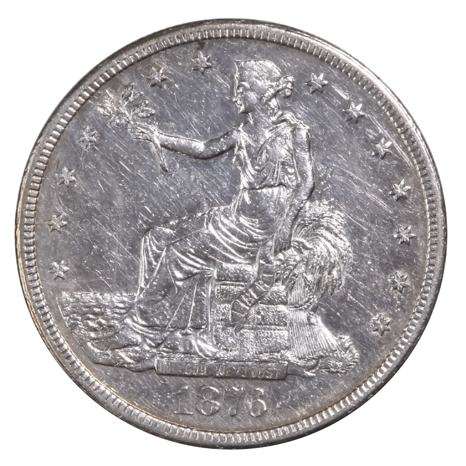 U.S. Trade Dollar 1876-S AU Cleaned