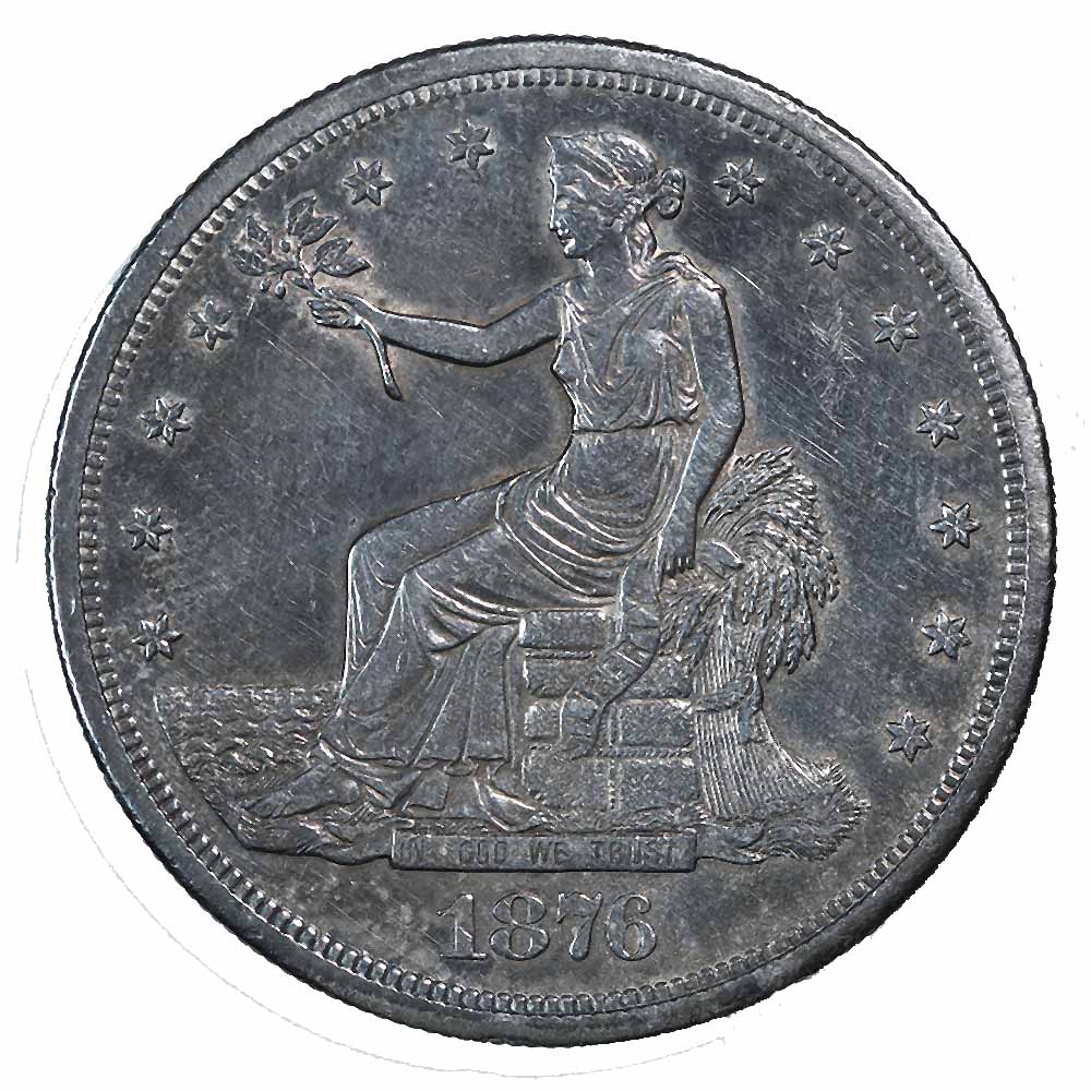 U.S. Trade Dollar 1876-S AU Cleaned (B)