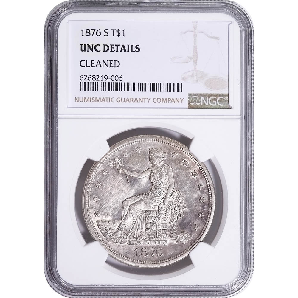 Certified Trade Dollar 1876-S UNC Details NGC
