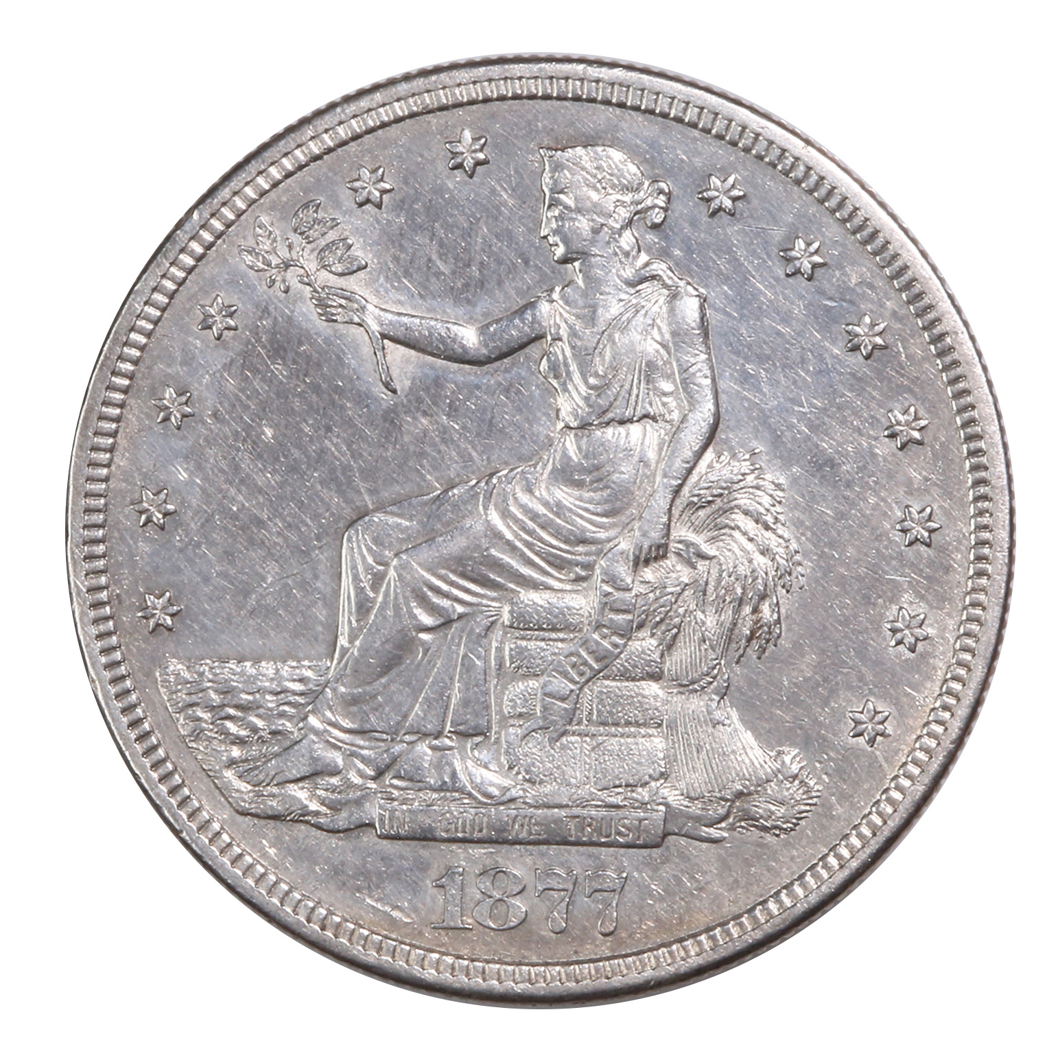 U.S. Trade Dollar 1877-S AU porous
