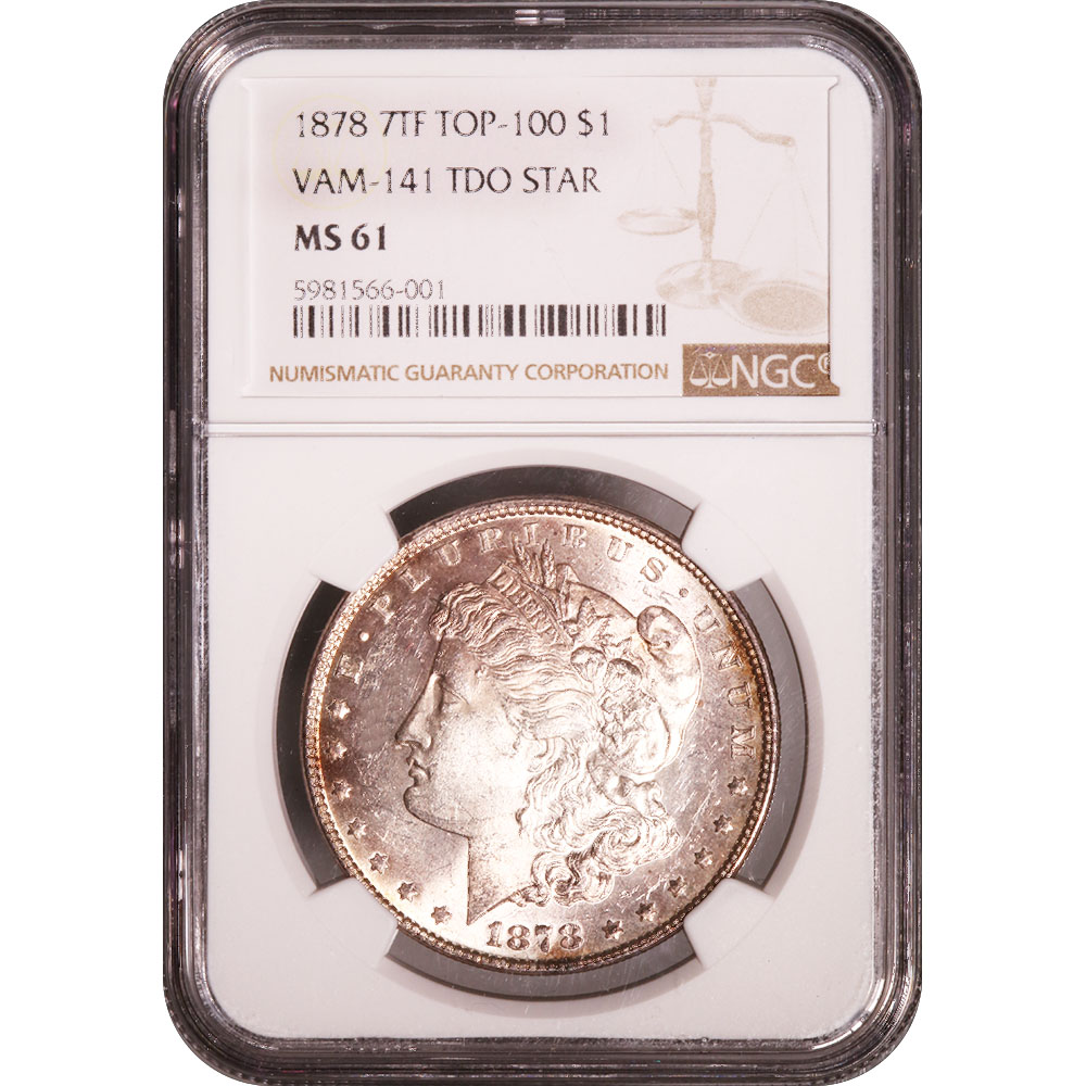 Certified Morgan Silver Dollar 1878 7TF VAM-141 TDO STAR MS61 NGC