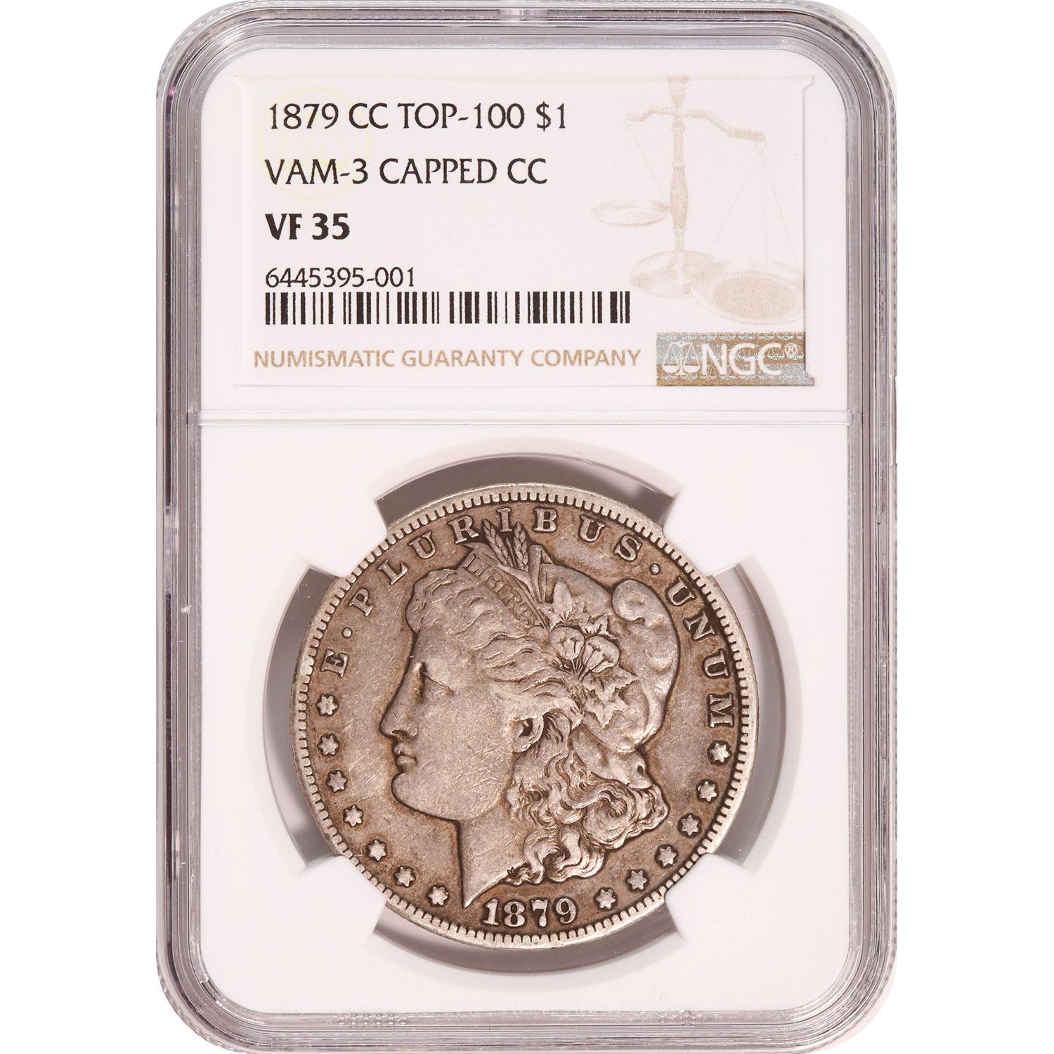 Certified Morgan Silver Dollar 1879-CC Capped CC VAM-3 VF35 NGC