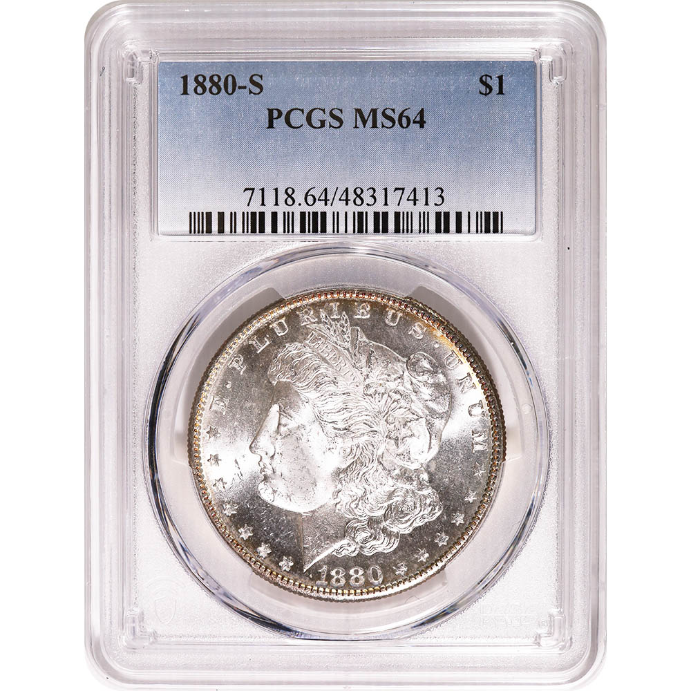 Certified Morgan Silver Dollar 1880-S MS64 PCGS