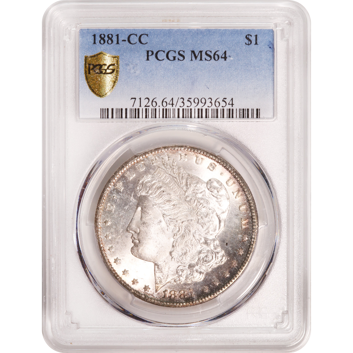 Certified Morgan Silver Dollar 1881-CC MS64 PCGS