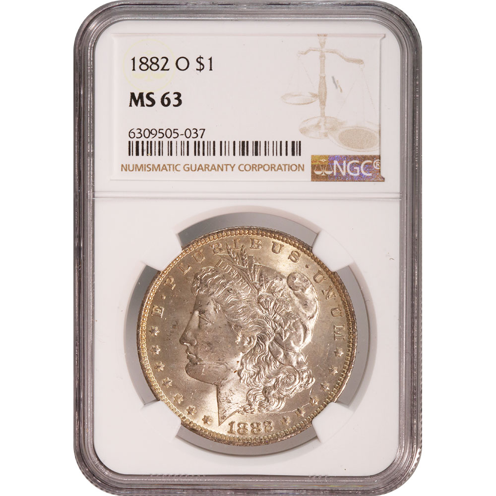 Certified Morgan Silver Dollar 1882-O MS63 NGC