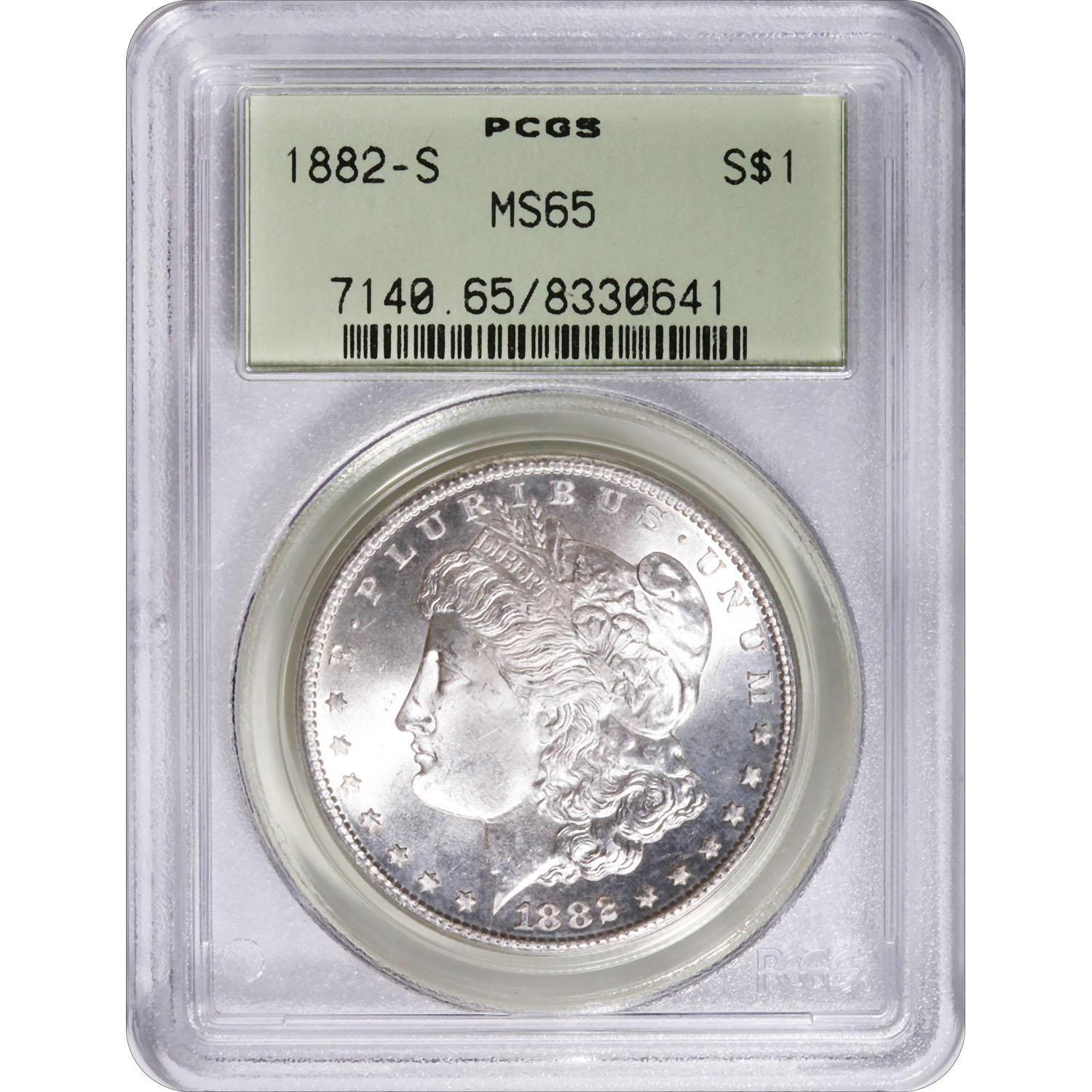 Certified Morgan Silver Dollar 1882-S MS65 PCGS