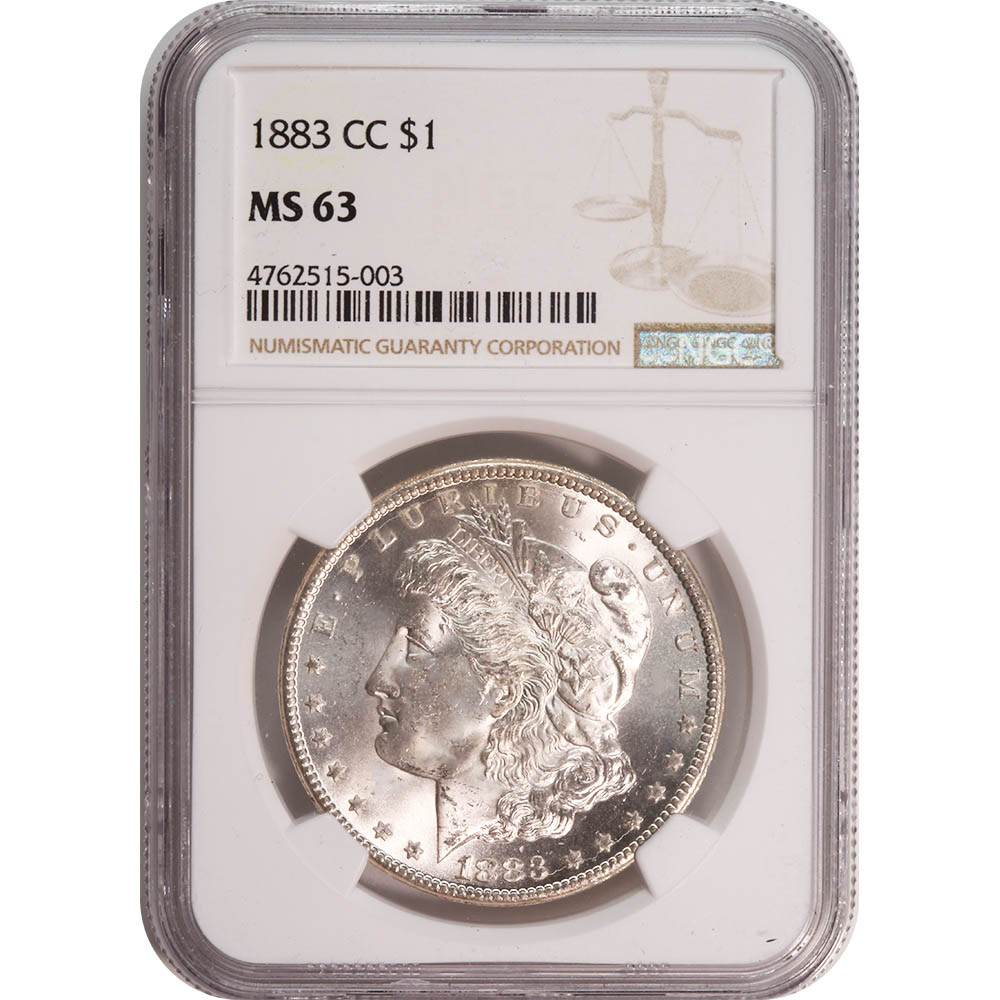 Certified Morgan Silver Dollar 1883-CC MS63 NGC