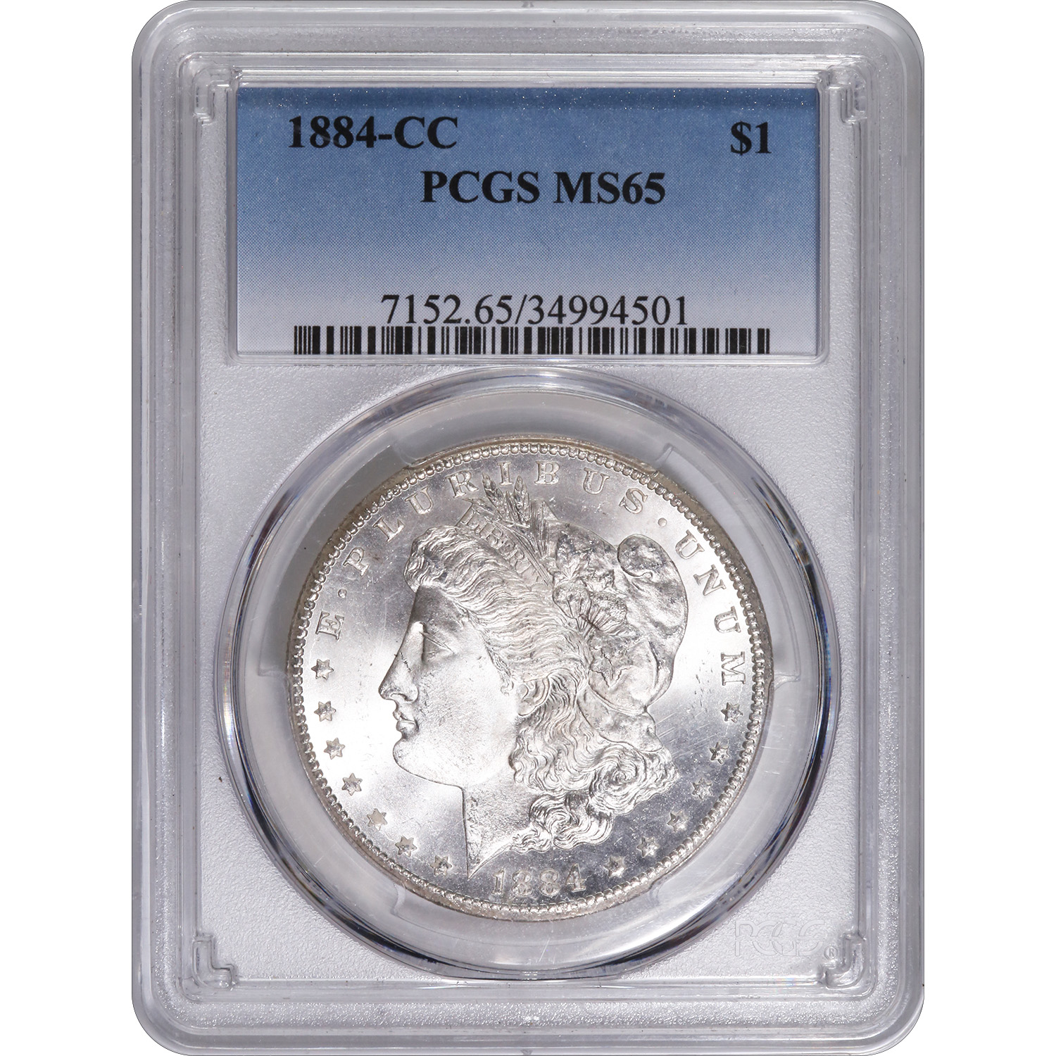 Certified Morgan Silver Dollar 1884-CC MS65 PCGS