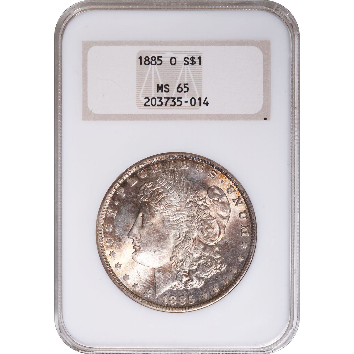 Certified Morgan Silver Dollar 1885-O MS65 NGC toning (014)