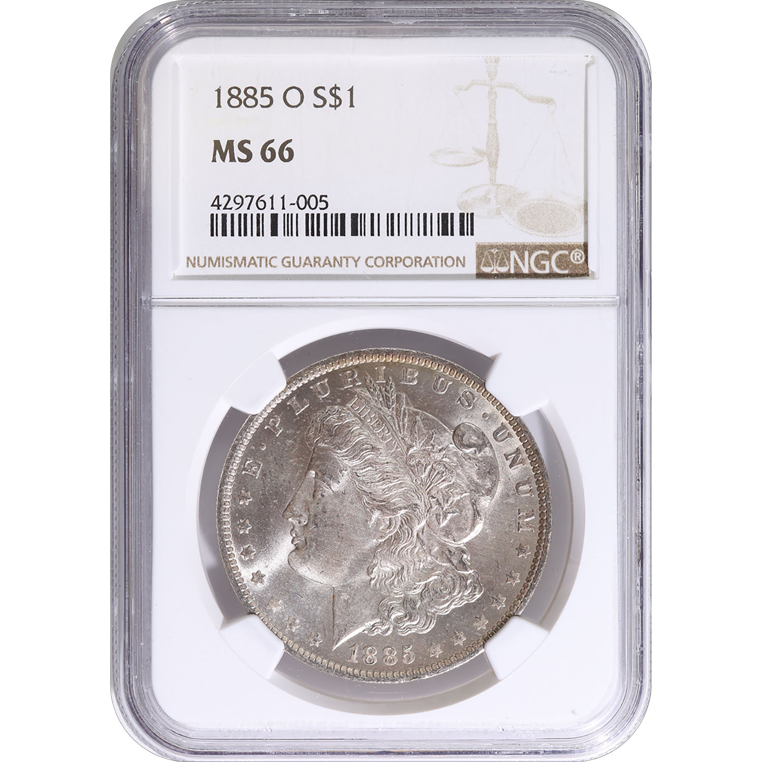 Certified Morgan Silver Dollar 1885-O MS66 NGC Toned Reverse (005)