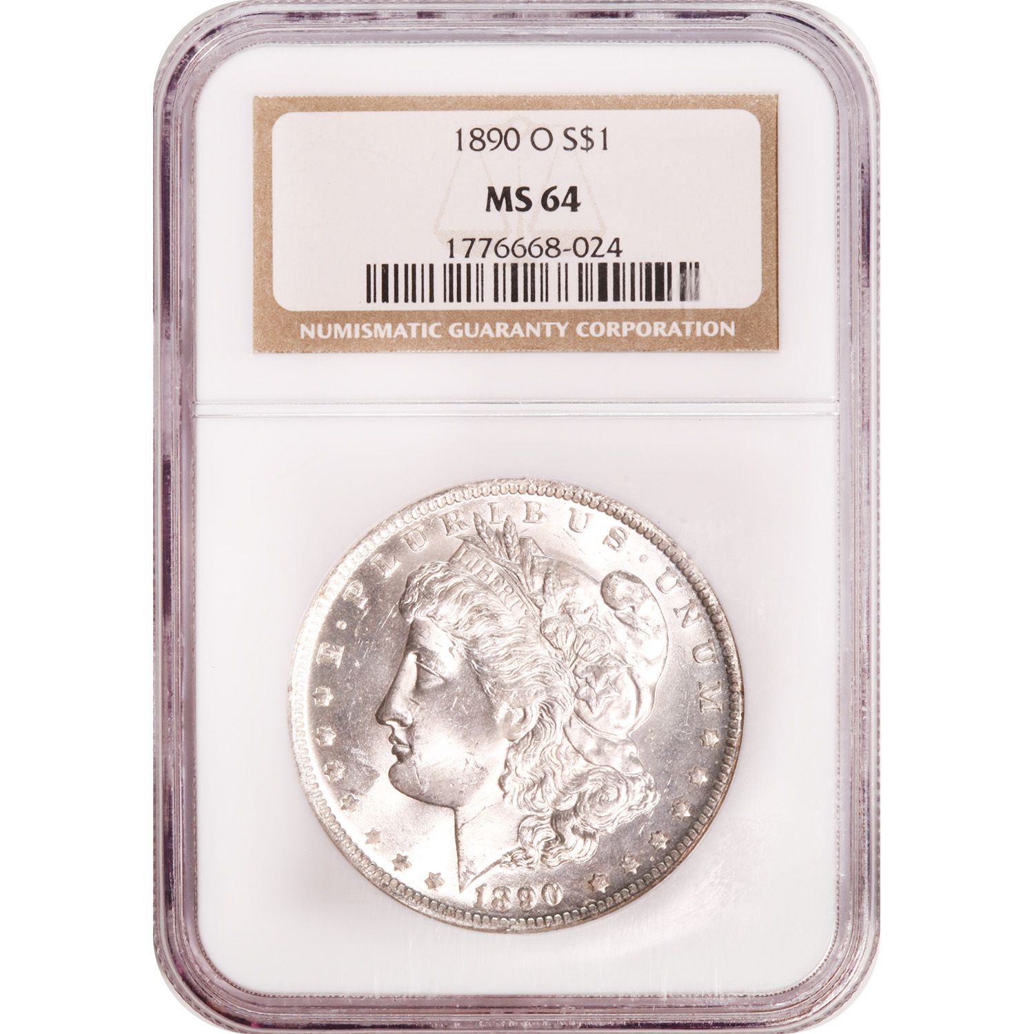 Certified Morgan Silver Dollar 1890-O MS64 NGC