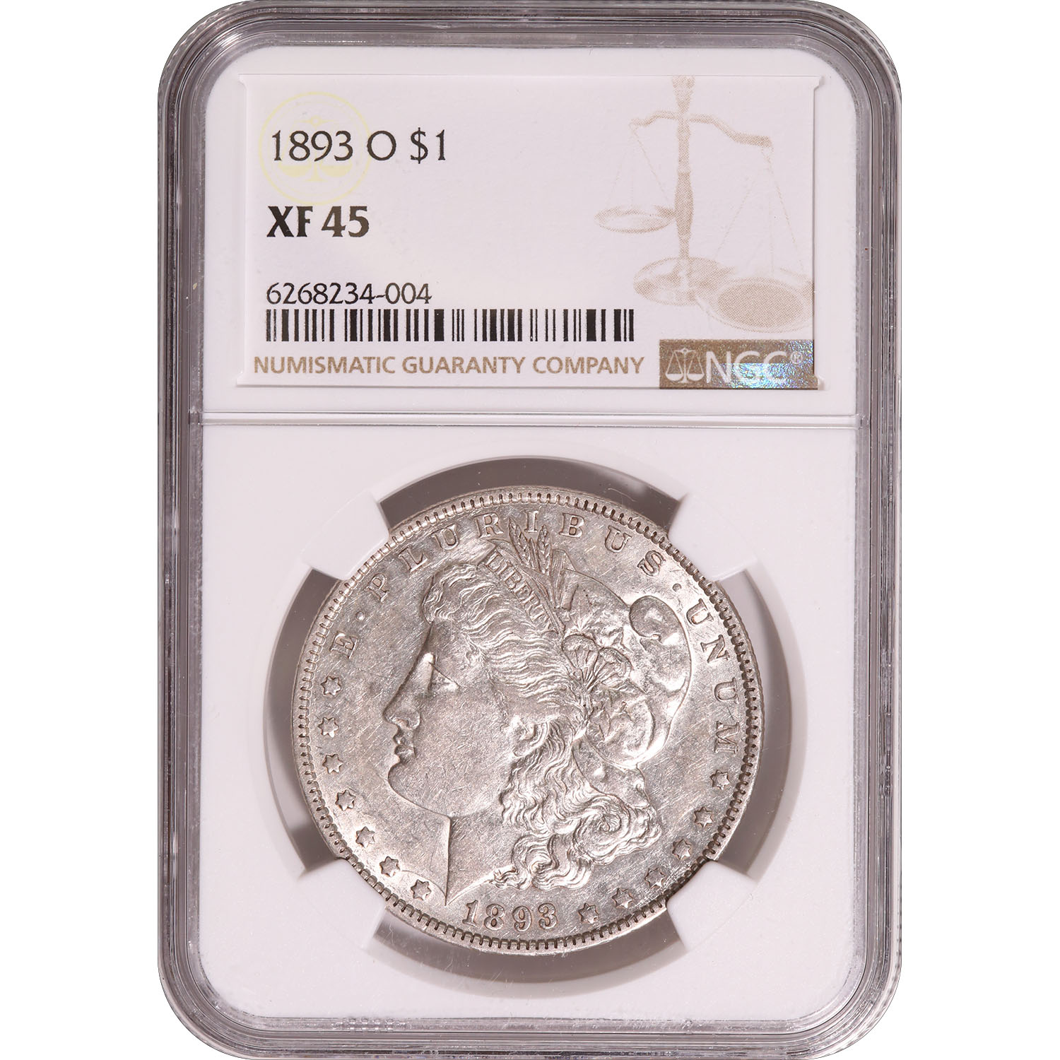 Certified Morgan Silver Dollar 1893-O XF45 NGC