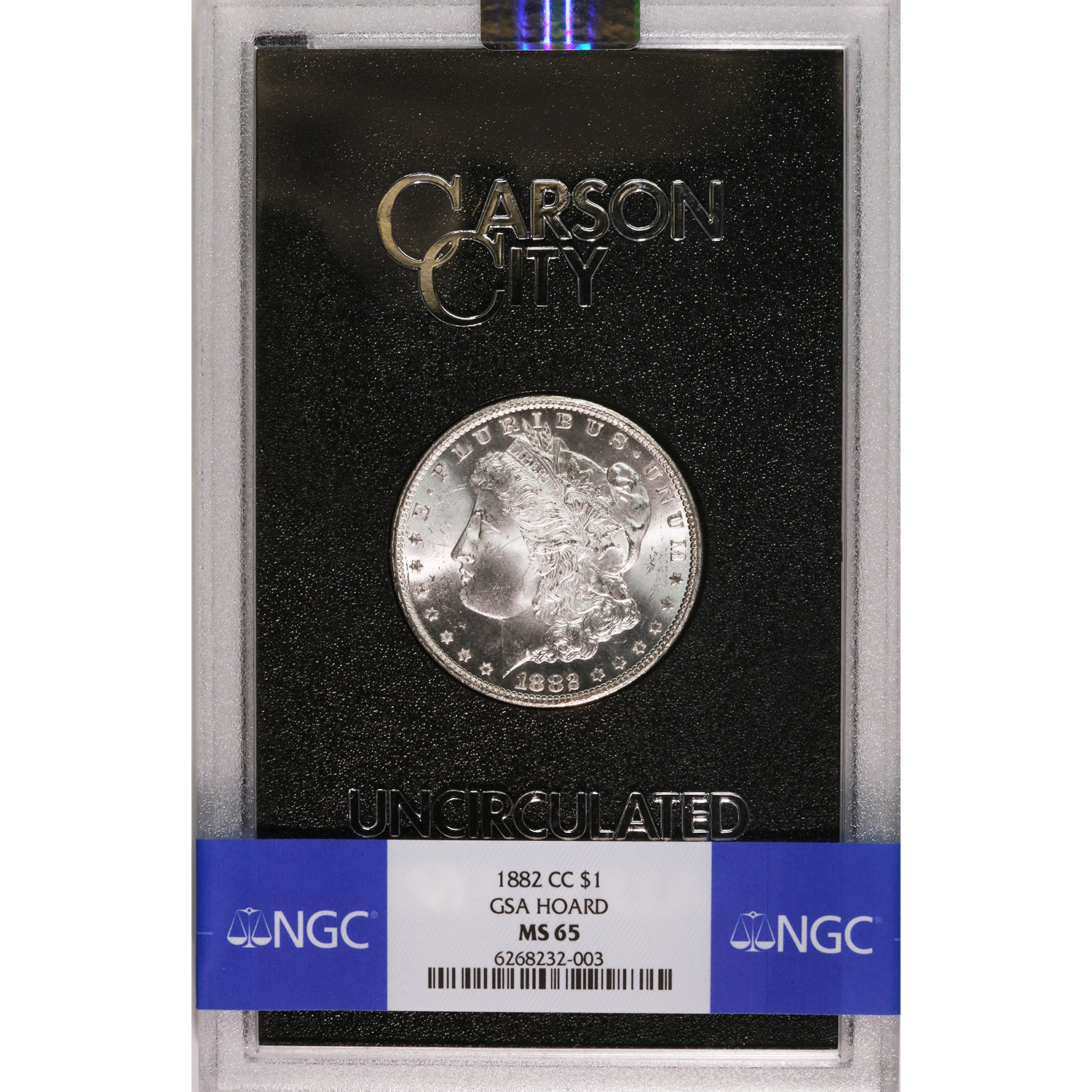 Carson City Morgan Silver Dollar 1882-CC GSA MS65 NGC