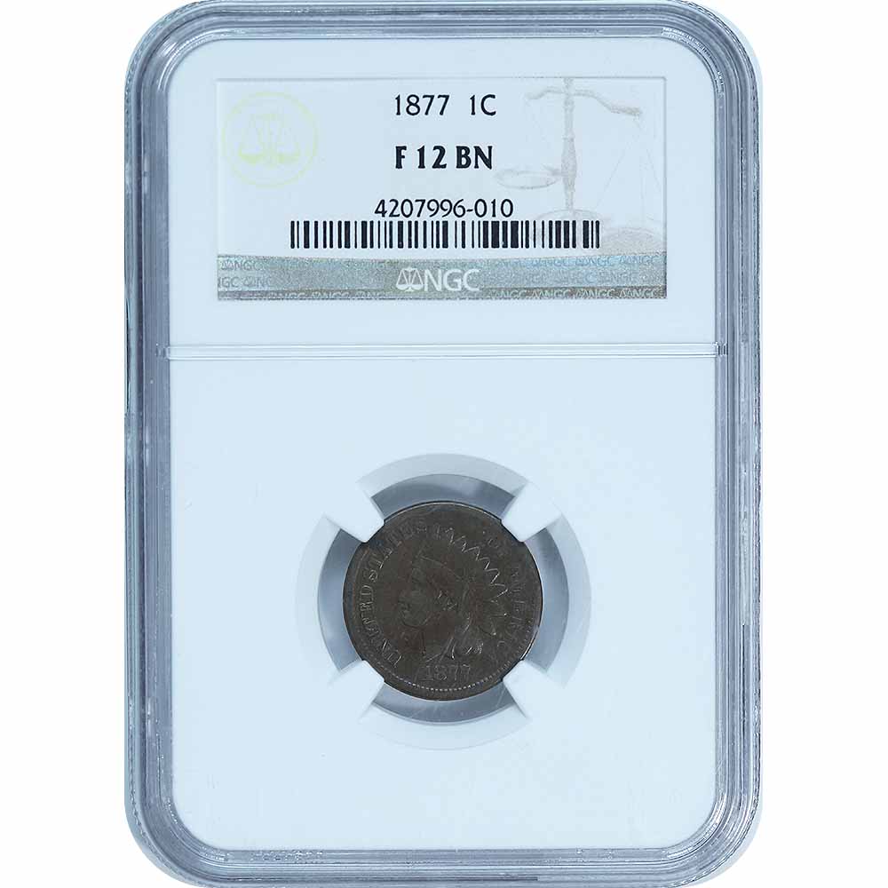 Certified Indian Head Cent 1877 F12 NGC