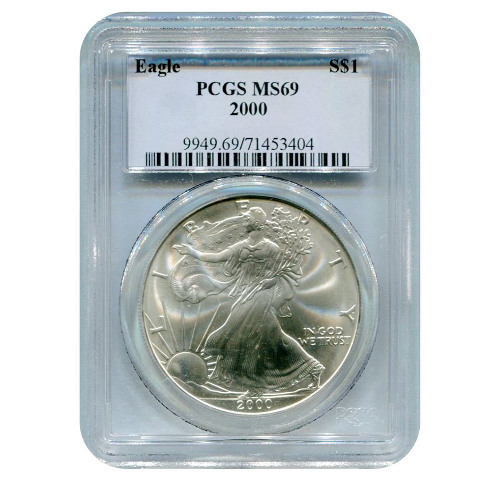 Certified Uncirculated Silver Eagle 2000 MS69 PCGS