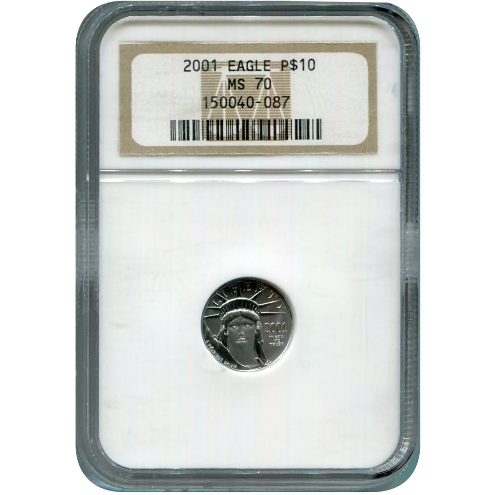 Certified Platinum American Eagle 2001 Tenth Ounce MS70 NGC