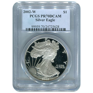Certified Proof Silver Eagle 2002-W PR70DCAM PCGS