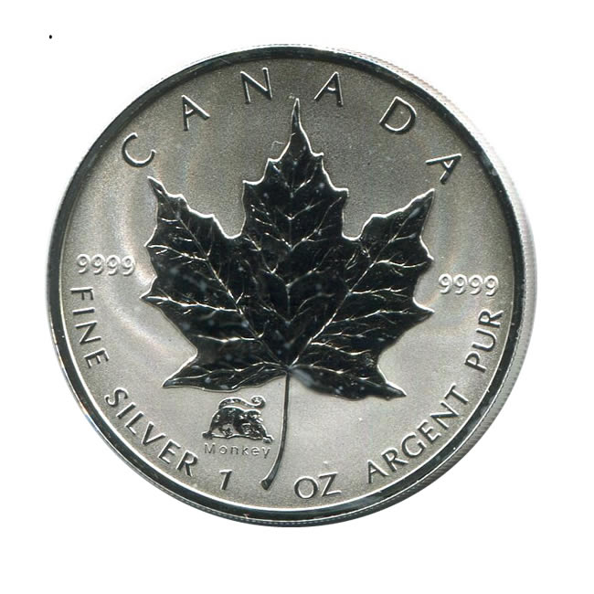 2004 CANADA $3 Privy Mark Silver Maple Leaf 1/4 oz Reverse proof 99.99% silver
