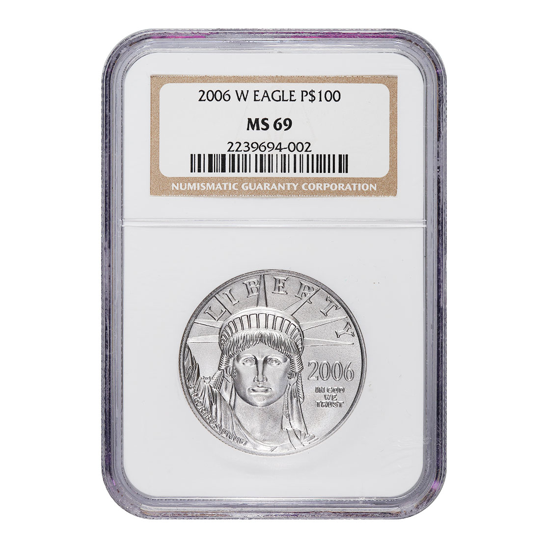 Certified Platinum American Eagle 2006-W One Ounce MS69 NGC