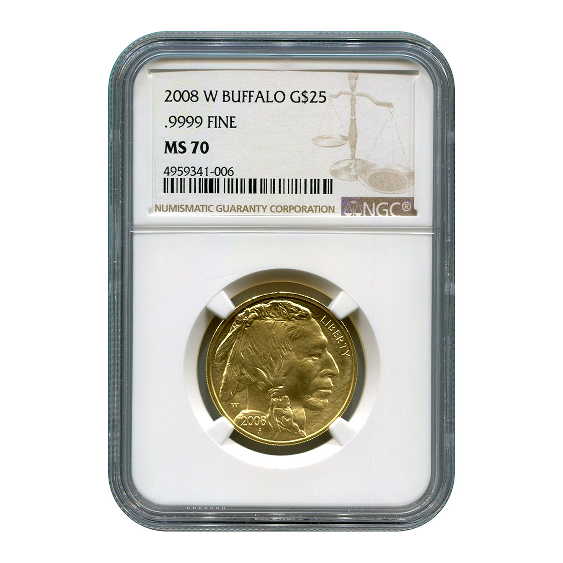 Certified Uncirculated Gold Buffalo Half Ounce 2008-W MS70 NGC