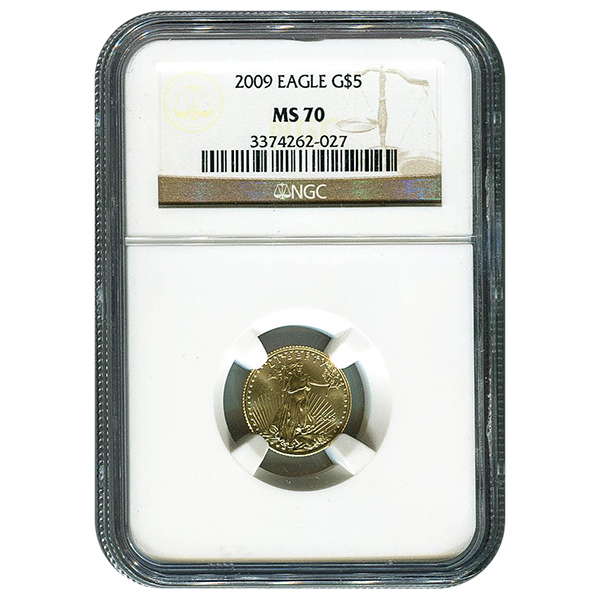 Certified American $5 Gold Eagle 2009 MS70 NGC 