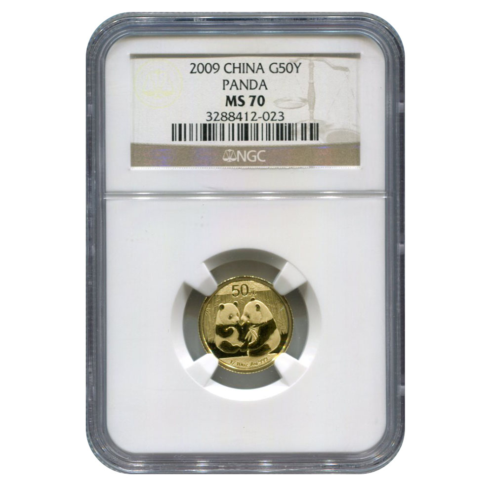 Certified Tenth Ounce Chinese Gold Panda 2009 MS70 NGC