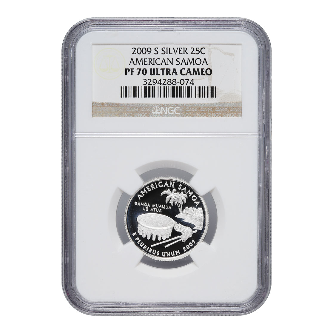 Certified Silver Proof American Samoa Territory Quarter 2009-S PF70 NGC
