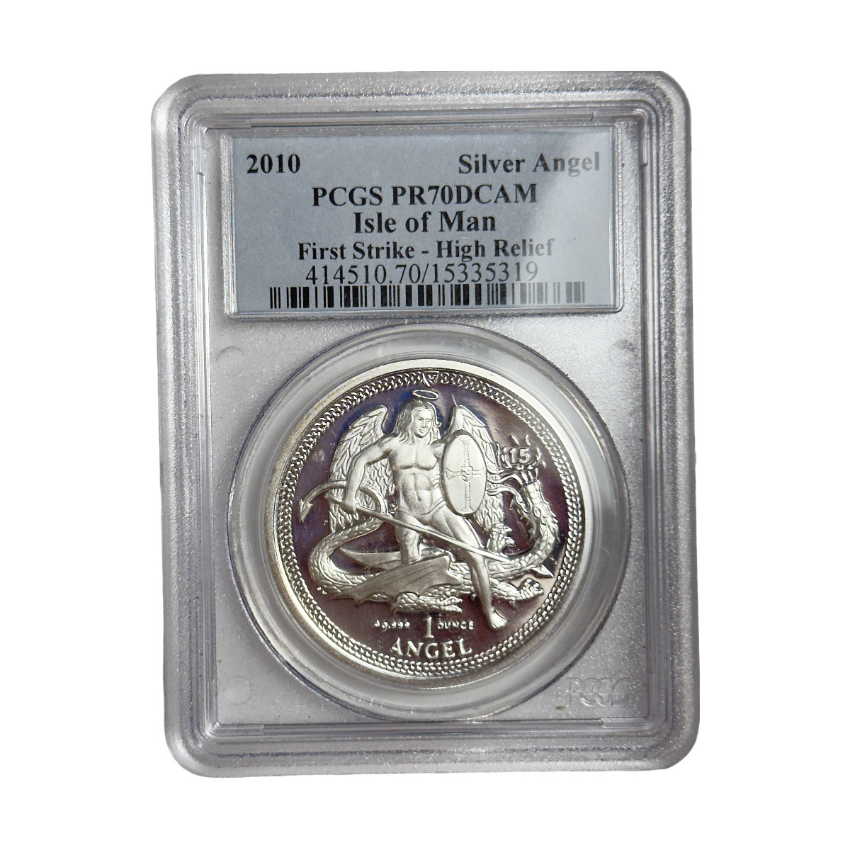 Certified Isle of Man Silver Angel 2010 PF70 PCGS