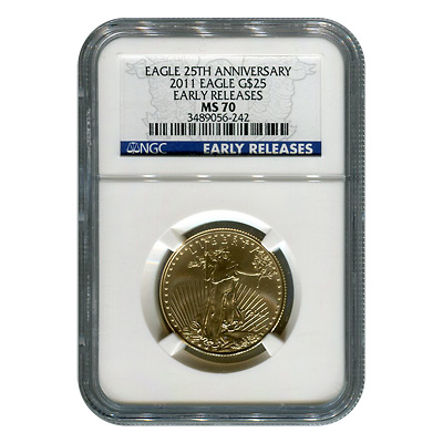 Certified American $25 Gold Eagle 2011 25th Anniversary MS70 NGC Early Release