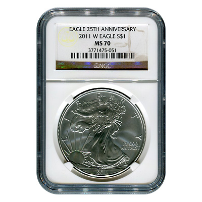 Certified Uncirculated Silver Eagle 2011-W MS70 NGC