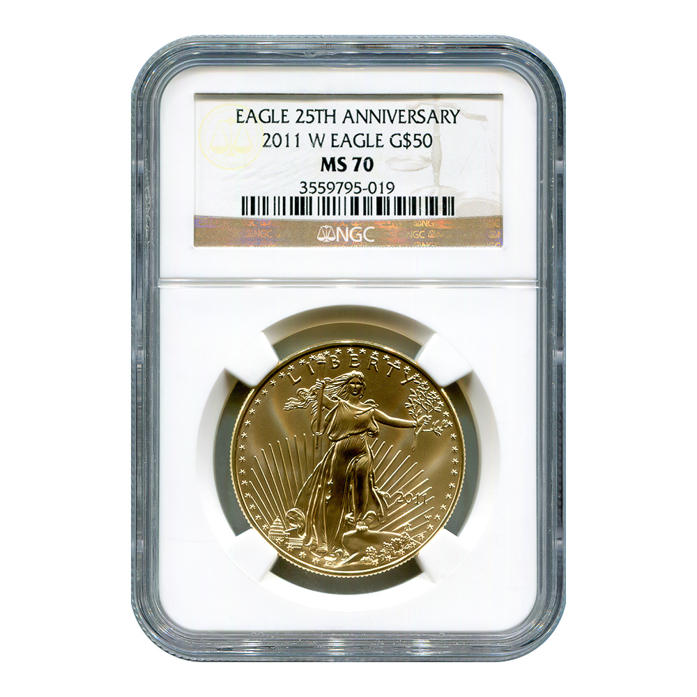 Certified Burnished American $50 Gold Eagle 2011-W MS70 NGC