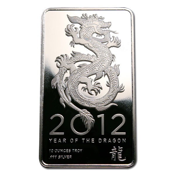 NTR Metals Silver Bar 10 oz - 2012 Dragon Design