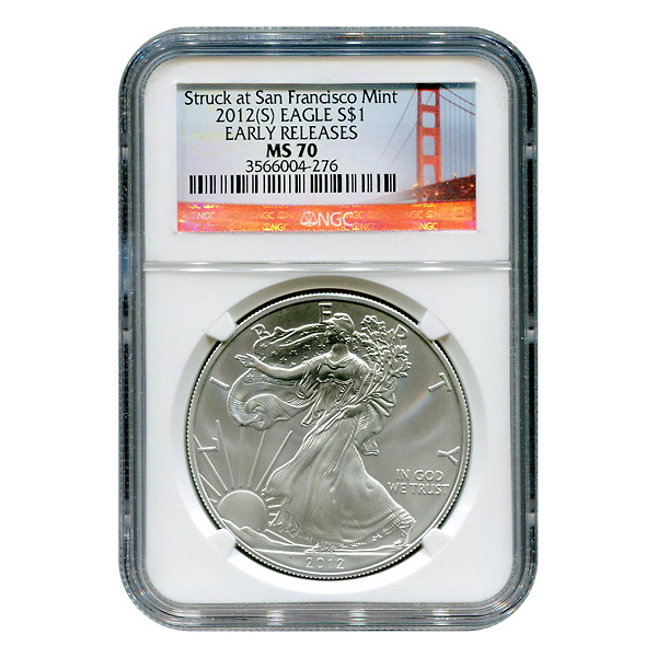 Certified Uncirculated Silver Eagle 2012(S) (Struck at the San Francisco Mint) MS70 Early Release