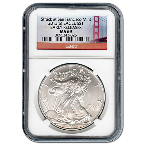 Certified Uncirculated Silver Eagle 2013(S) (Struck at the San Francisco Mint) MS69 Early Release
