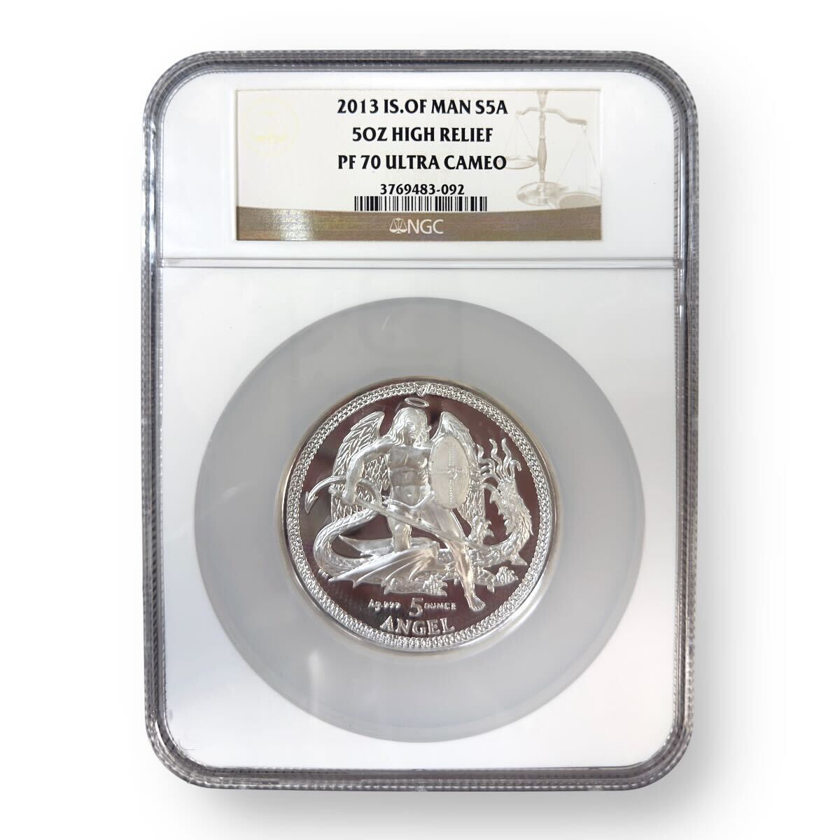 Isle of Man Silver 5oz Certified Angel 2013 High Relief NGC PF70 Ultra Cameo