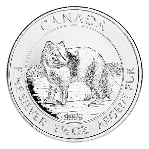2014 Canadian Silver $8 Arctic Fox 1.5 Ounces 