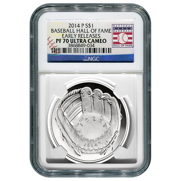 Certified Commemorative Dollar 2014-P Baseball Hall Of Fame PF70 NGC Early Release
