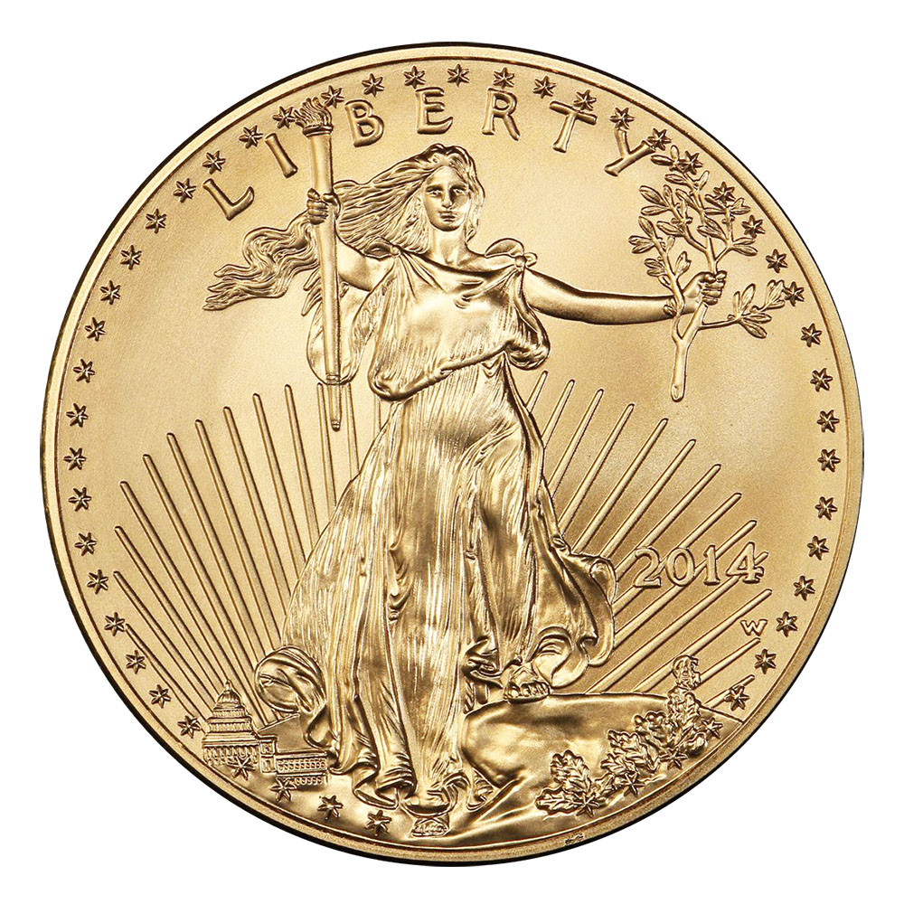 Burnished American $50 Gold Eagle 2014-W Original Box
