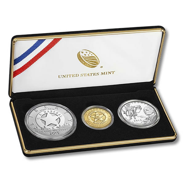 2015 3-Coin Commemorative United States Marshals Service Proof Set (Box & COA)