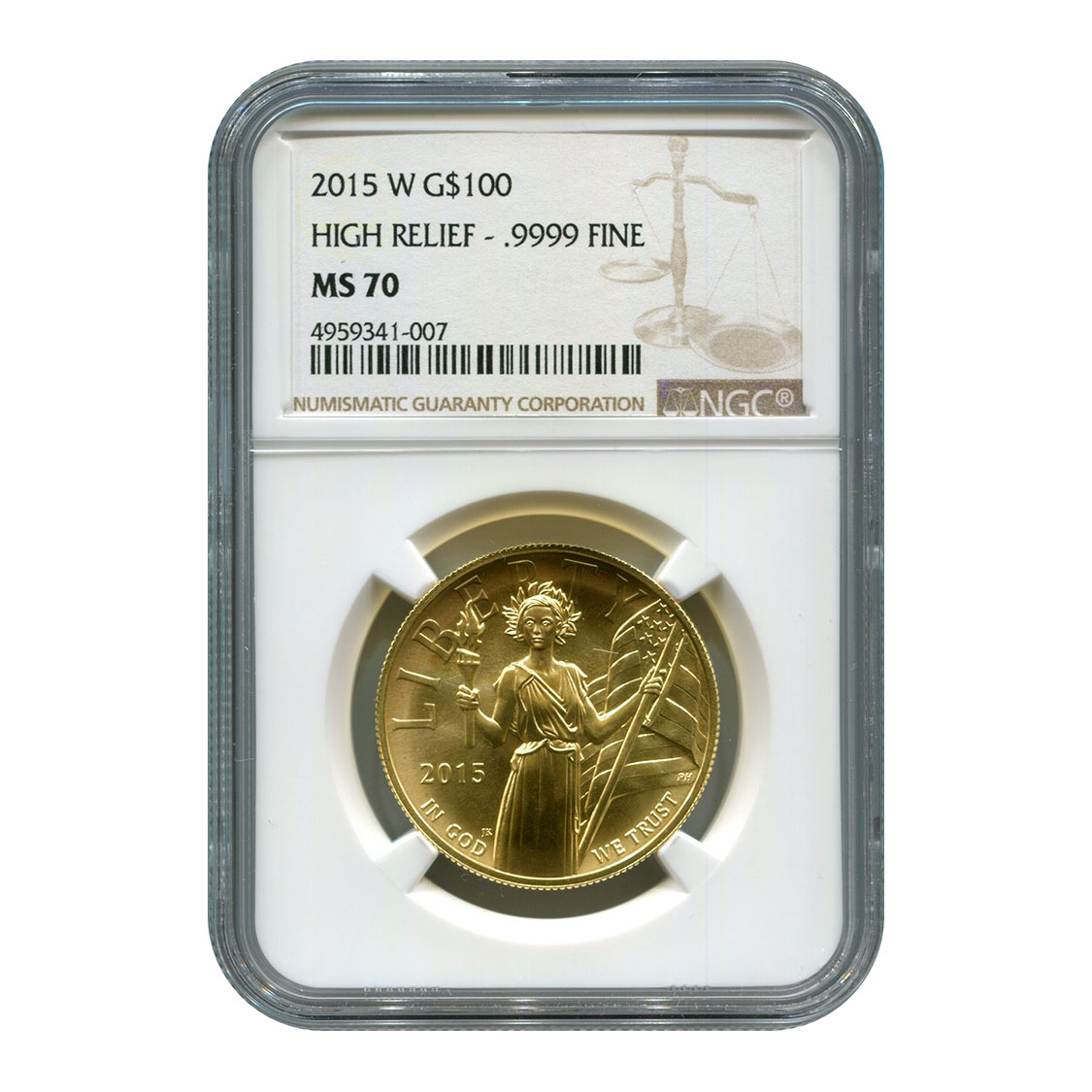 Certified American Liberty 2015-W High Relief Gold Coin MS70 NGC Brown Label