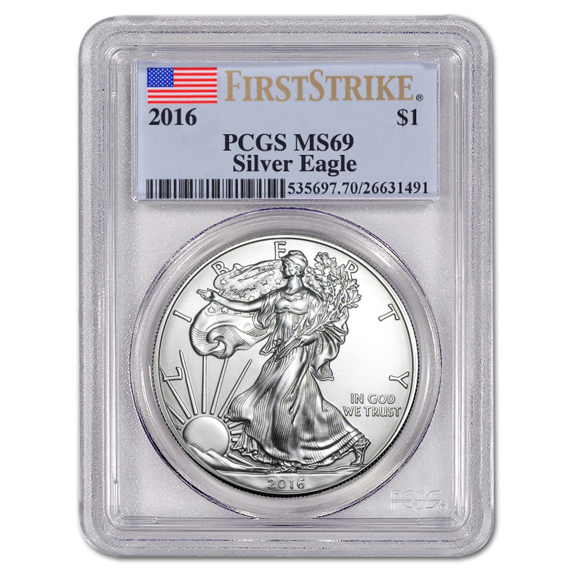 Certified Uncirculated Silver Eagle 2016 MS69 PCGS First Strike