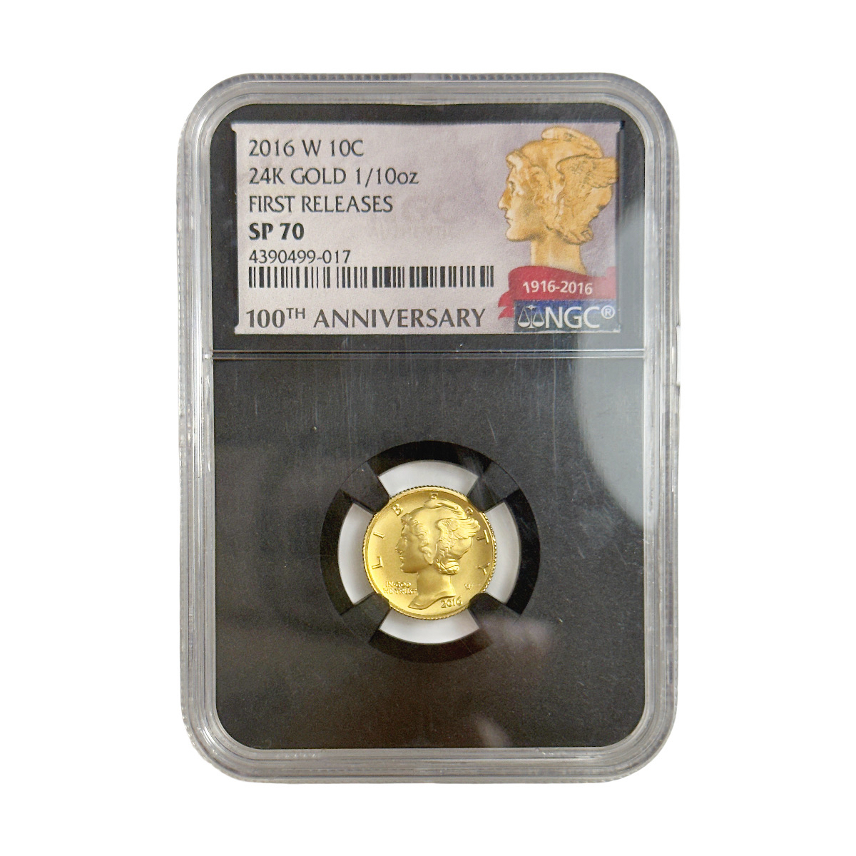 2016-W 1/10 oz Gold Mercury Dime Coin NGC SP70