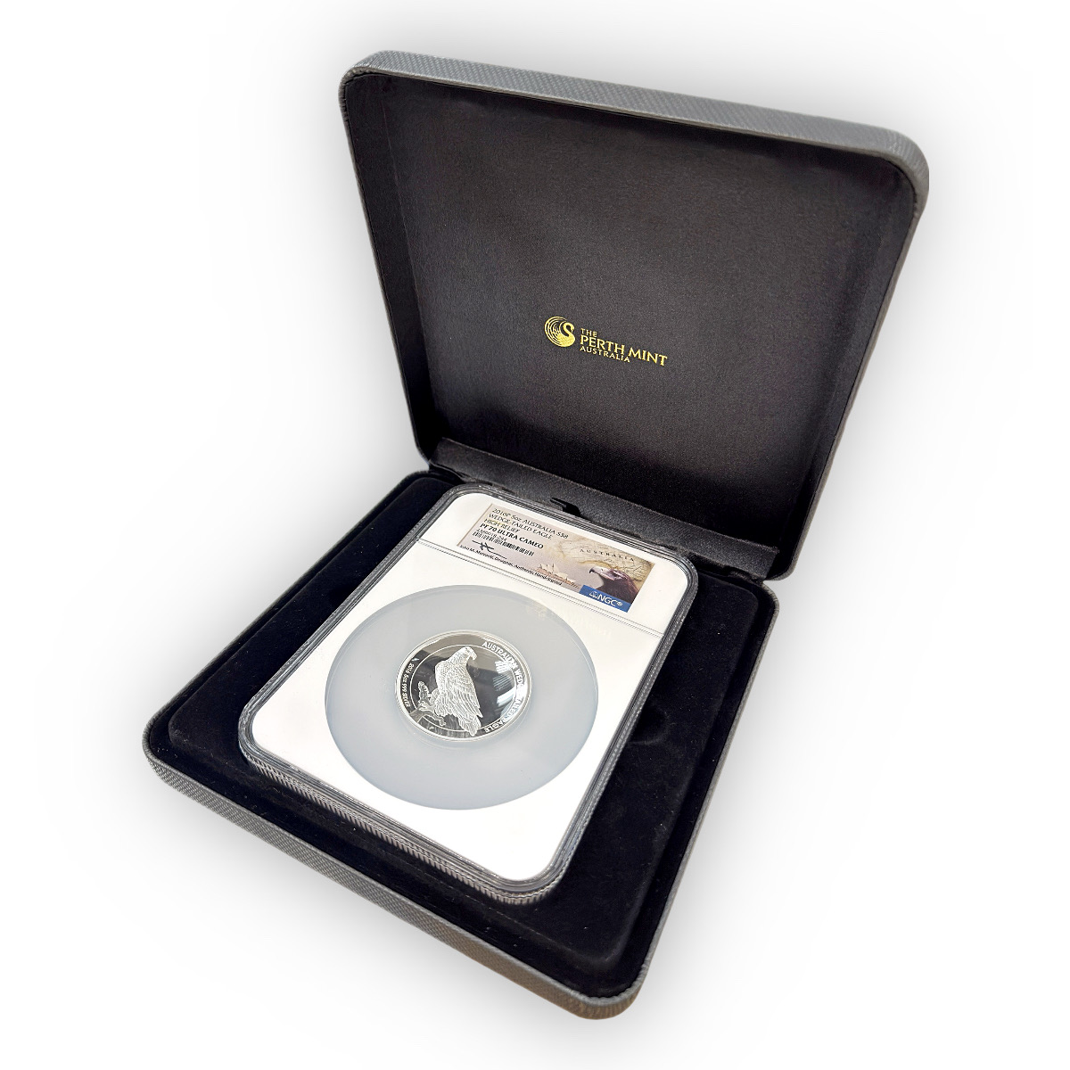 Australia $8 Wedge-Tailed Eagle 5 oz. Silver High Relief 2016 PF70 NGC John Mercanti Sig- IN BOX