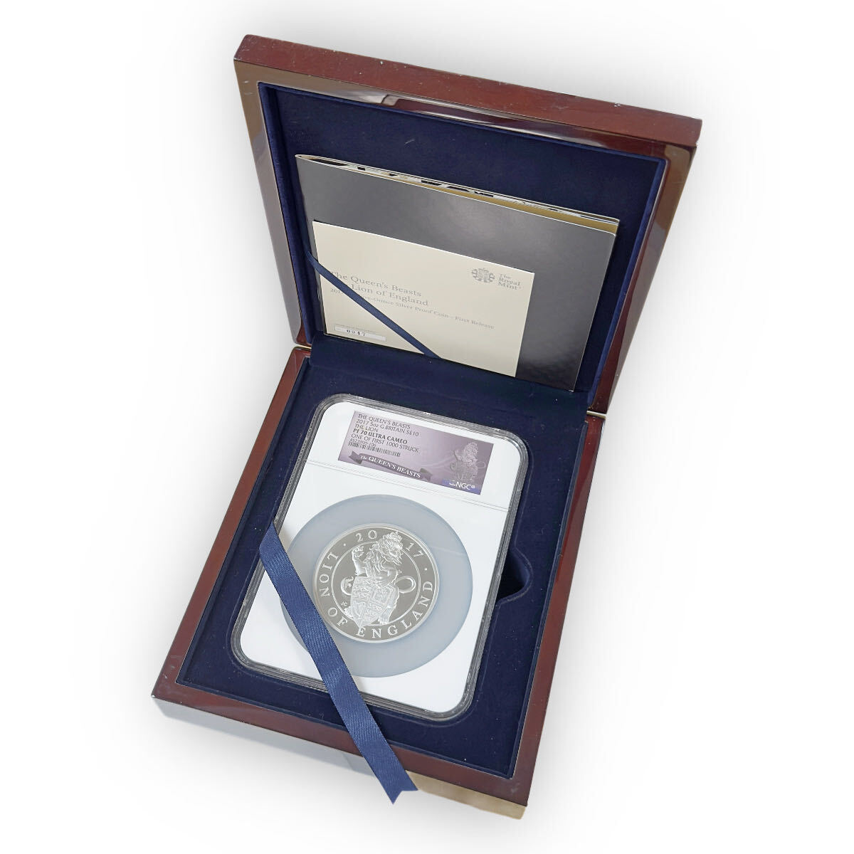 The Queen's Beasts 5 oz Silver 2017 The Lion of England PF70 NGC- IN BOX