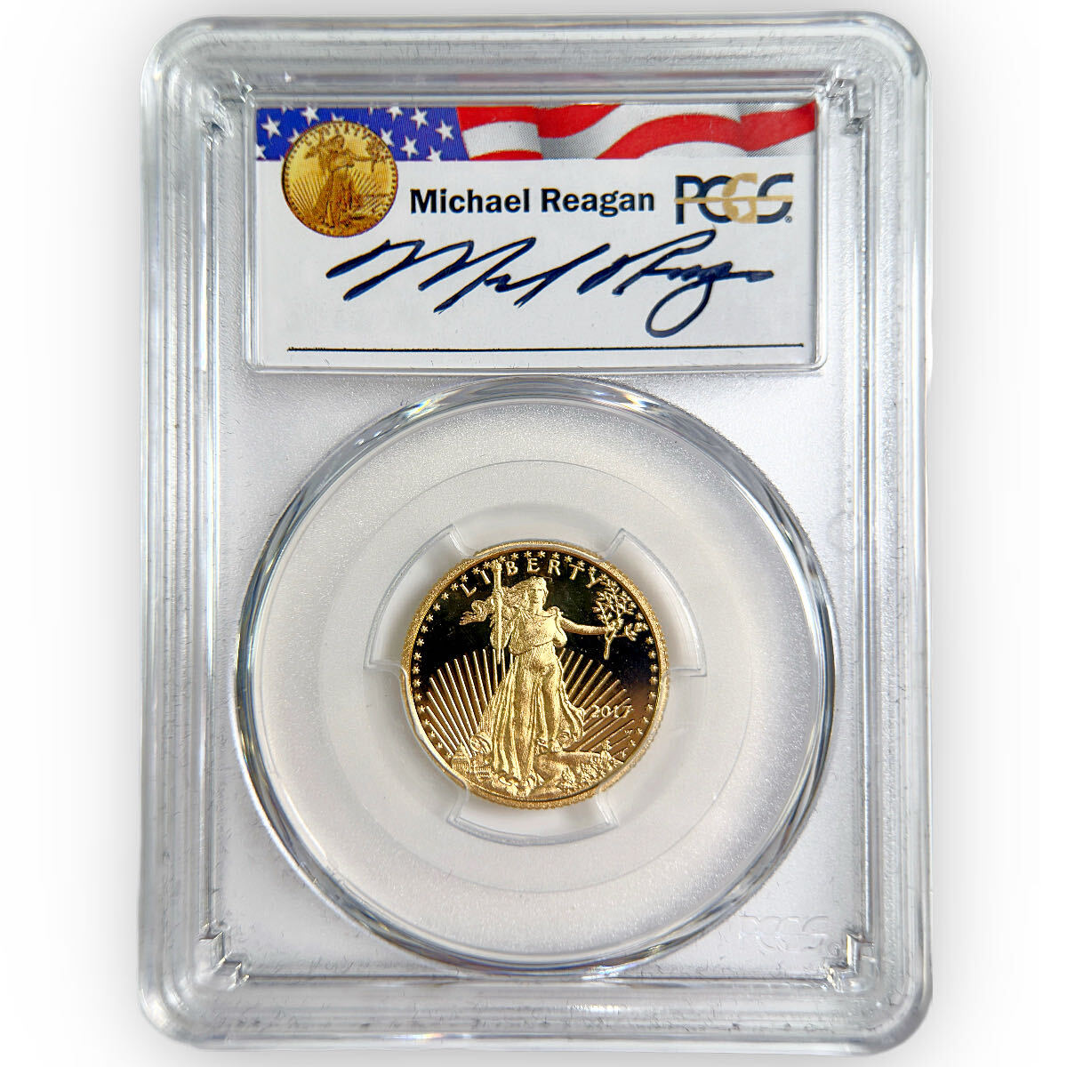 Certified Proof American Gold Eagle $10 2017-W PF69 PCGS Reagan signed