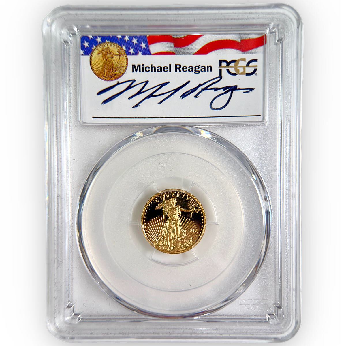 Certified Proof American Gold Eagle $5 2017-W PF69 PCGS Reagan signed